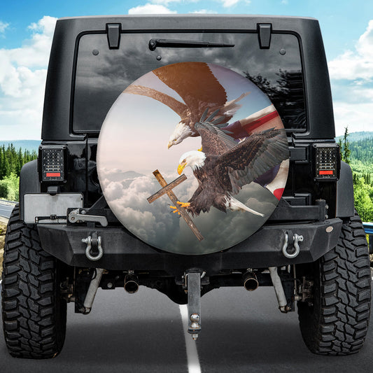 Petthouse | Eagle Couple Spare Tire Cover American Eagle Tire Cover Christ Cross Tire Cover Patriot Gift