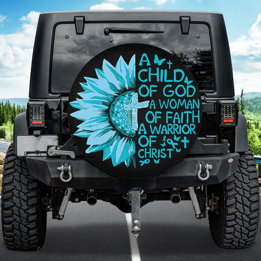 Petthouse | Christian Cross Sunflower Spare Tire Cover A Child Of God Truck Decoration Religious Gift