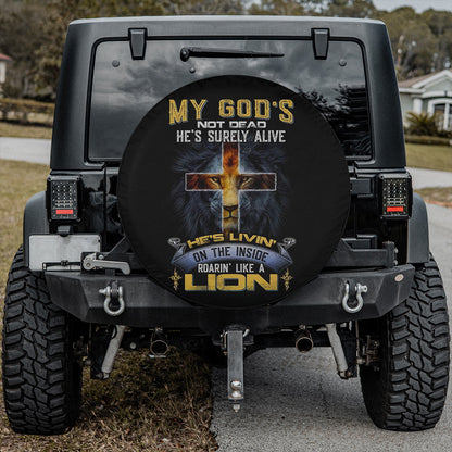 Petthouse | Lion Cross Spare Tire Cover My God He's Surely Alive Spare Wheel Cover Jesus Christian