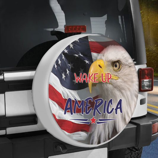 Petthouse | Wake up America Tire Cover Protector Usa Flag Eagle Independence Day Car Accessories