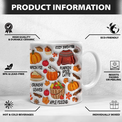 Petthouse | Pumpkin Spice Latter Mug, Fall Season 3d Inflated Effect Mug, Fall Vibes Mug Gifts For Mom