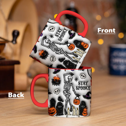 Petthouse | Skeleton Fall Halloween, Stay Spooky 3D Inflated Mug, Halloween Witch Gift Halloween