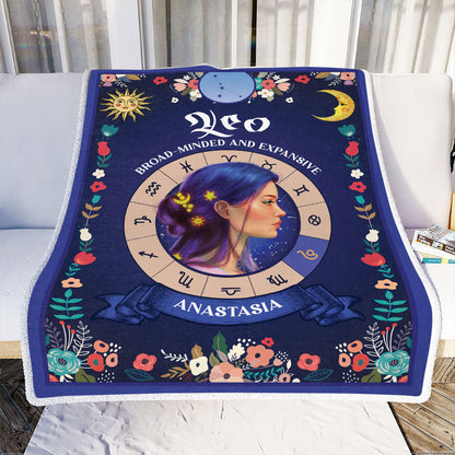 Petthouse | Customized Leo Zodiac Characteristics Throw Blanket, Broad-minded And Expansive Fleece Blanket