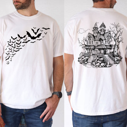 Petthouse | Haunted House Halloween Shirt, Spooky Season, Party Bats Shirt, Spooky Vibes Haunted House