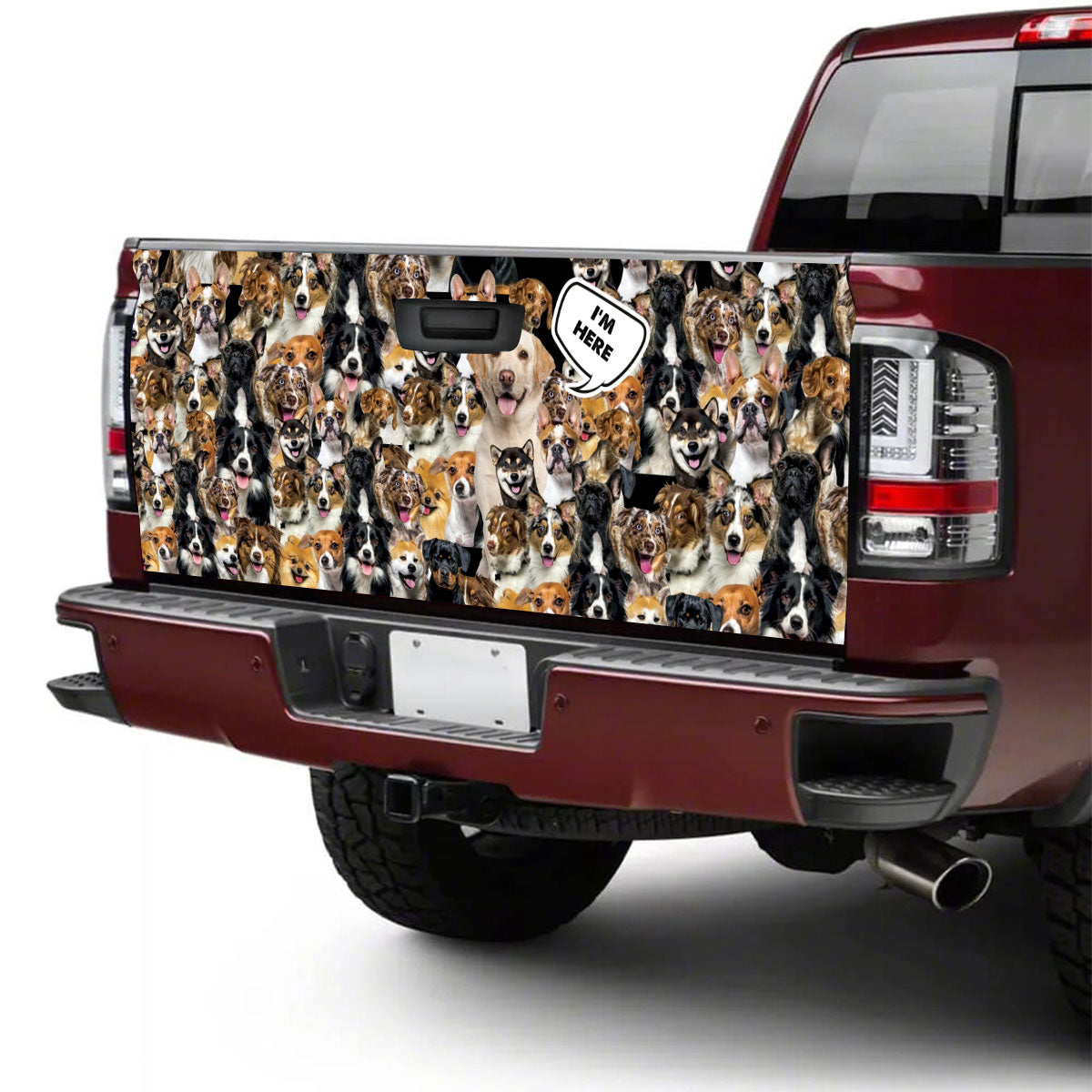 Petthouse | Labrador Retriever I’m Here Tailgate Wrap A Bunch Of Dogs Truck Tailgate Decal Labrador