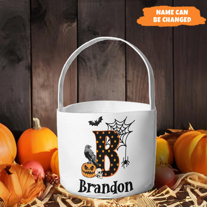 Petthouse | Custom Name Halloween Tote, Trick Or Treat Basket, Kids Halloween Basket, Candy Basket