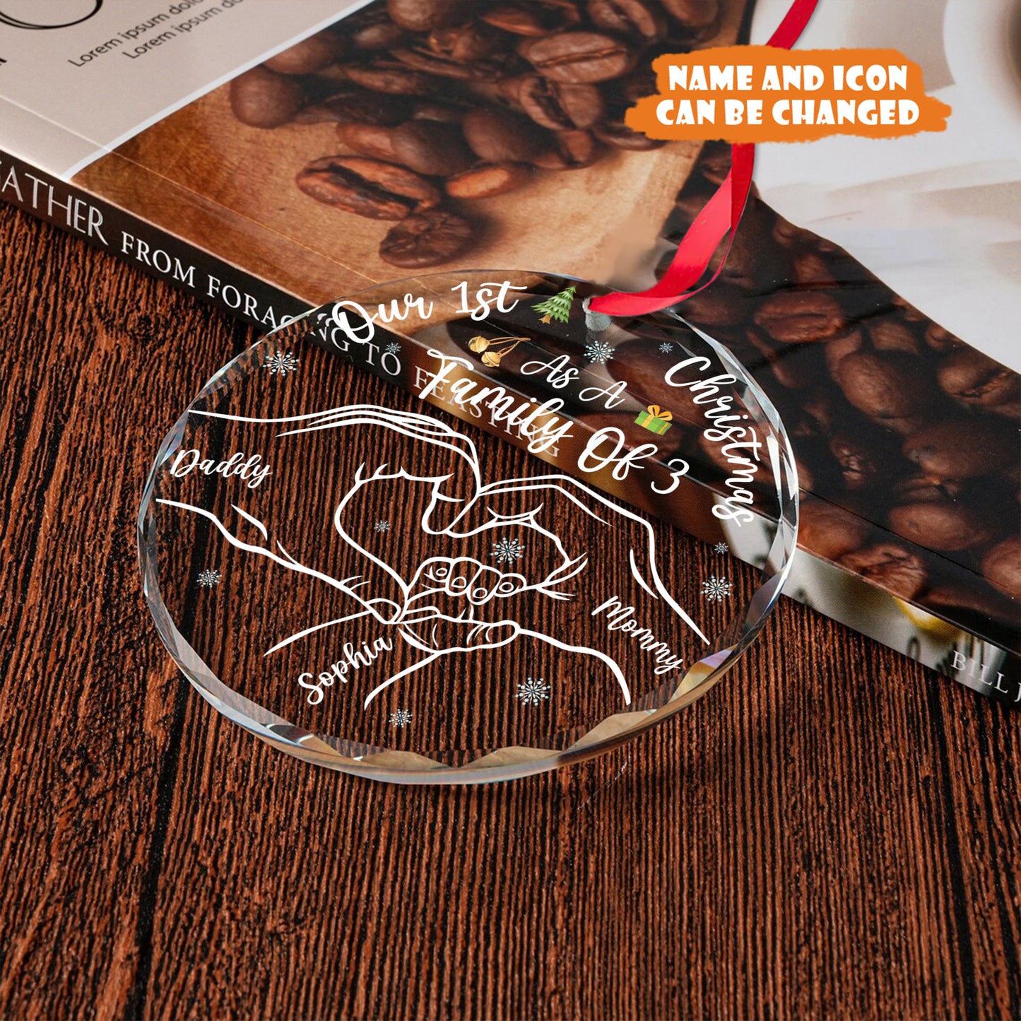 Petthouse | Personalized Baby's First Christmas As A Family Glass Ornament, First Baby Christmas Ornament