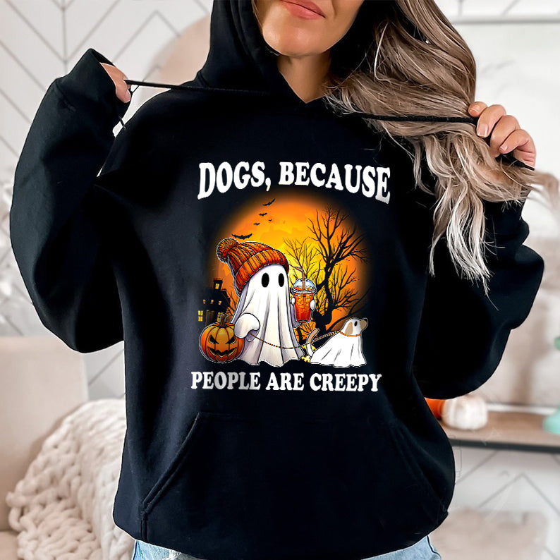 Petthouse | Сute Ghost Dog Walking, Dogs Because People Are Creepy, Halloween Dog Shirt, Spooky Season Gift