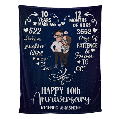 Petthouse | Personalized Happy Anniversary Fleece Blanket, Marriage Couple Throw Blanket, Best Valentines Day Cuddling