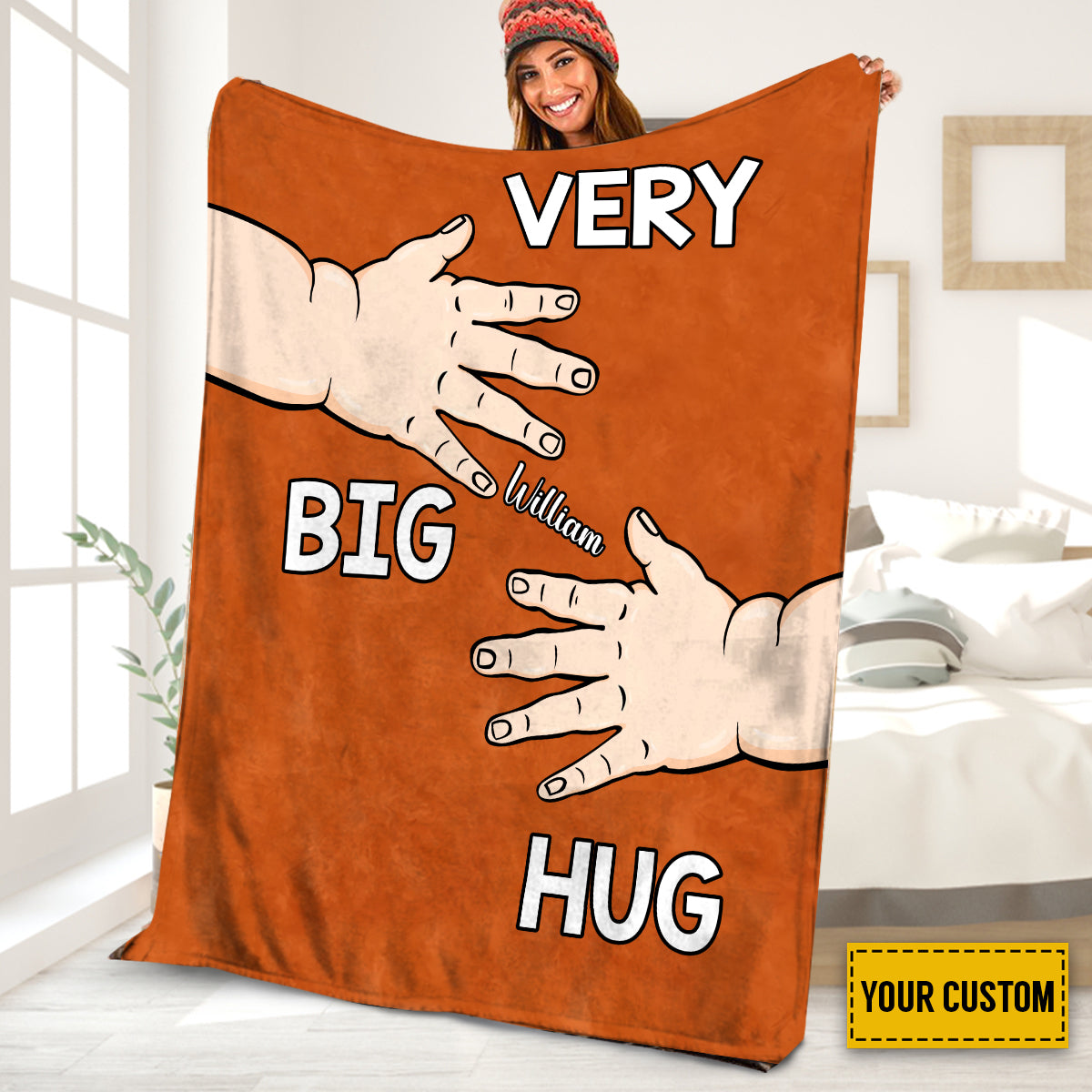 Petthouse | Customized Unique Father's Day Fleece Blanket, Very Big Hug Sherpa Blanket, Stepfather Newlywed Gift