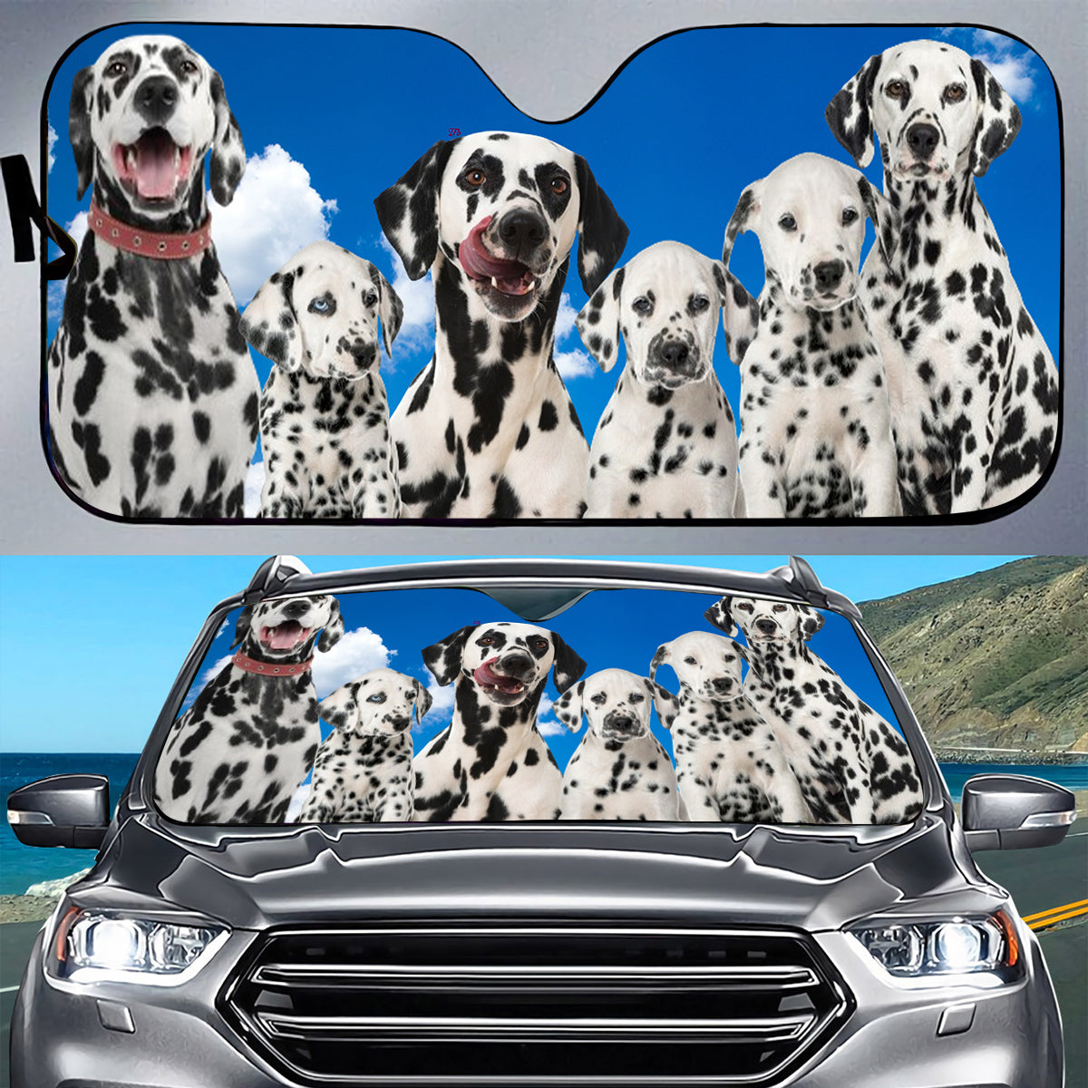 Petthouse | Dalmatian Dog Car Sun Shade Windshield Car Accessories For Dalmatian Dog Lovers Gift For Family