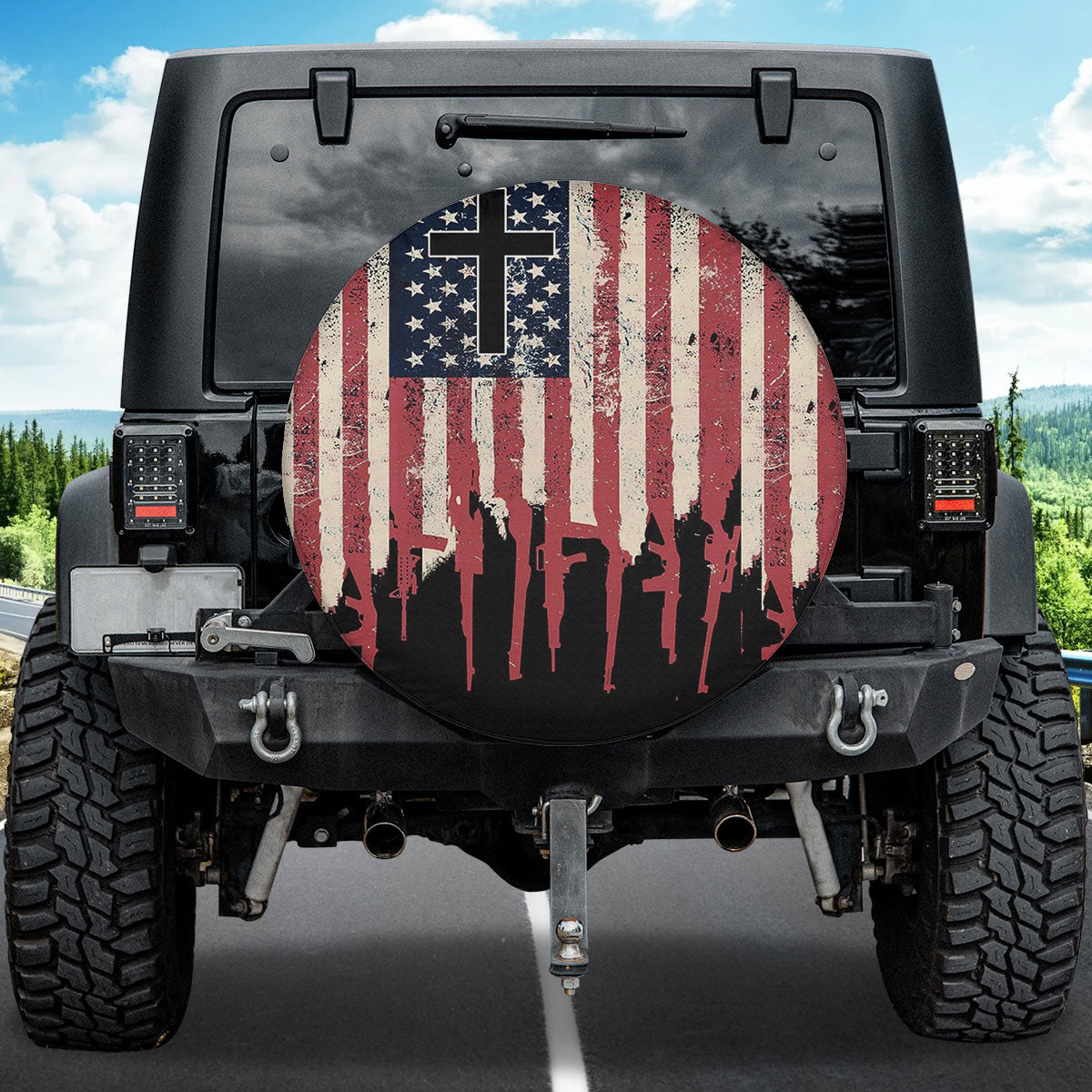 Petthouse | Veteran Usa Car Tire Cover Christian Car Accessories Faith Gift Veteran Memorial Day Spare Tire Cover