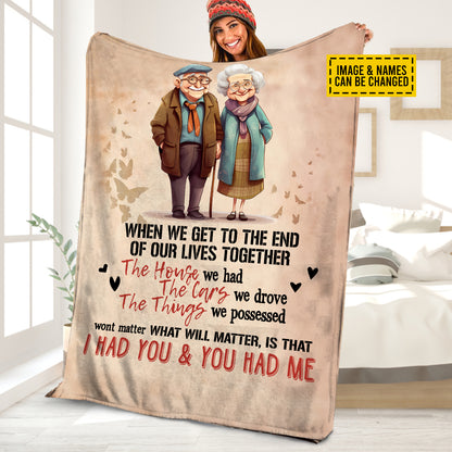 Petthouse | Personalized Old Couple Fleece Blanket, Valentine Day Throw Blanket, True Love Story Cozy Blanket