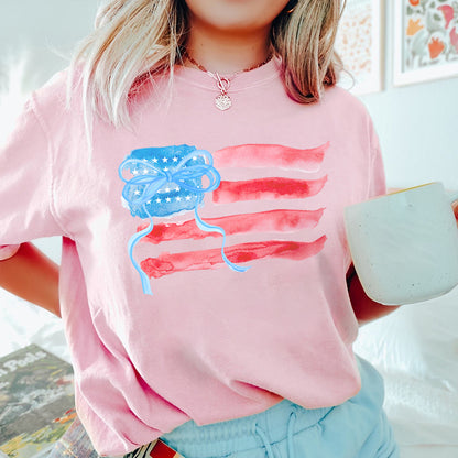 Petthouse | 4th Of July Shirt, American Flag Shirt, Retro 4th Of July Shirt, Coquette Bow