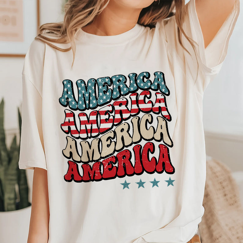 Petthouse | Retro America Flag Shirt, Happy  Of July Shirt, America Tee, Happy Independence Day Gift Tee