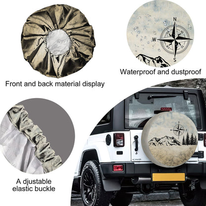 Petthouse | Nature Mountain Compass Spare Tire Cover Weatherproof Wheel Protectors Camping Outdoors Tire