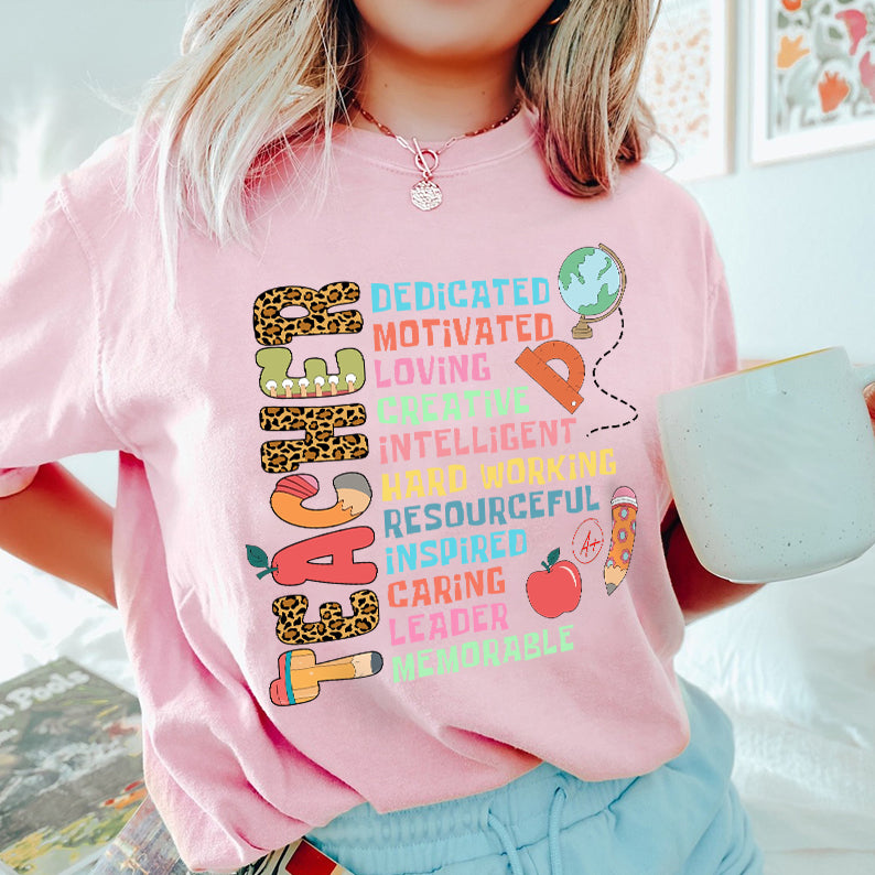 Petthouse | Teacher Dedicated Motivated Loving T Shirt, Back To School T Shirt, Teacher Doodles