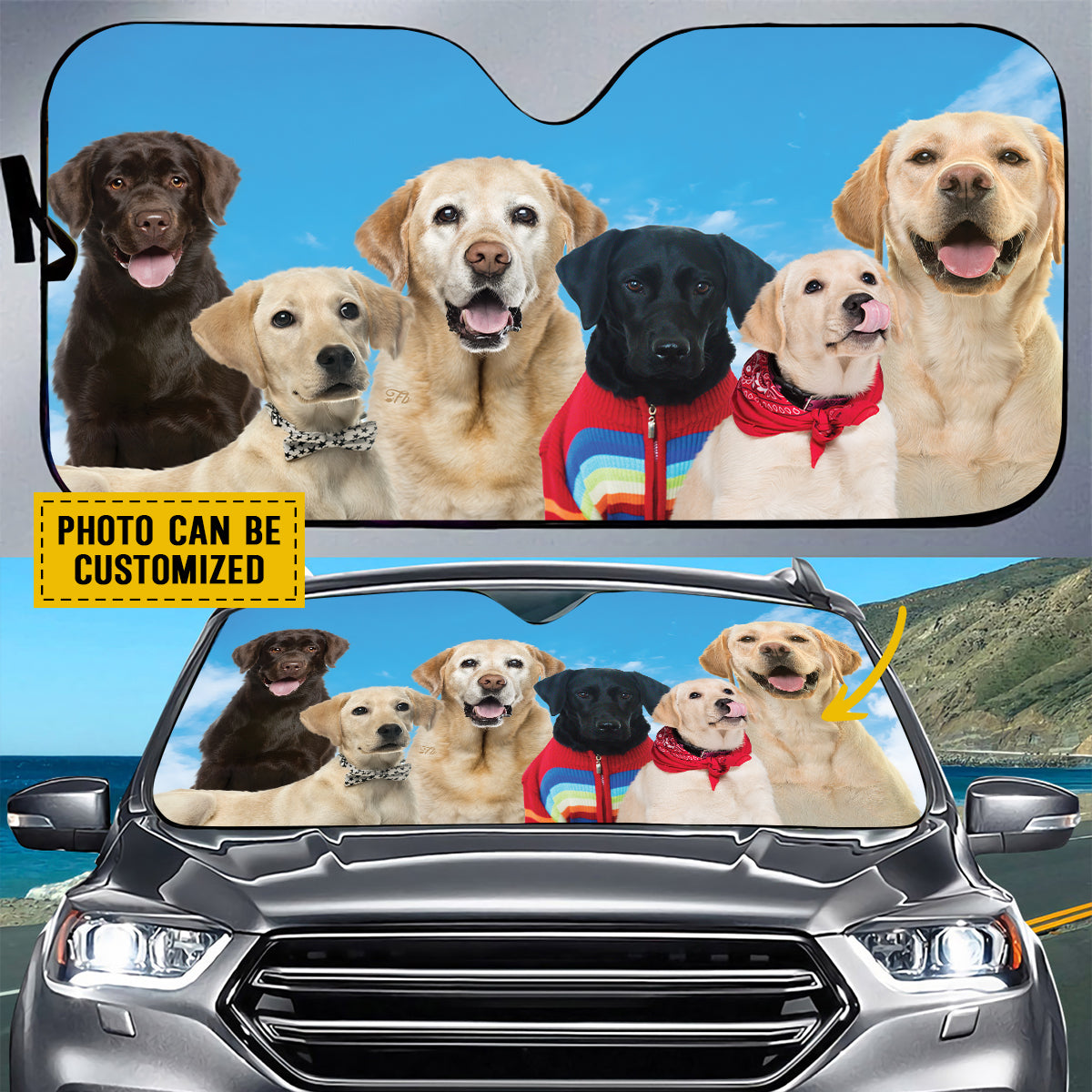 Petthouse | Customize Gift Dog Sun Shade A Bunch Of Labrador Retriever Dog Driving Car Sunshade