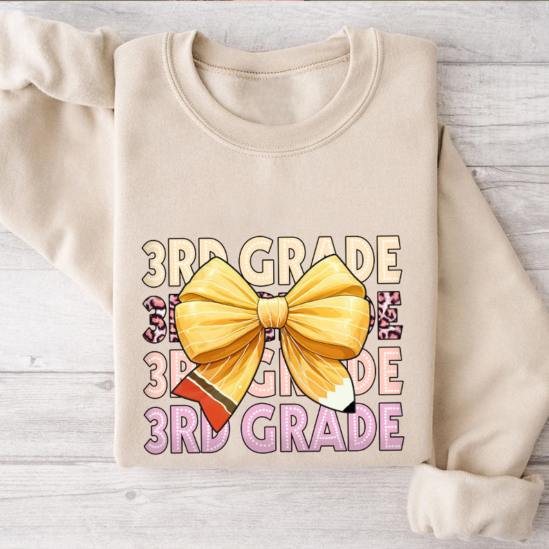 Petthouse | Customized Grade Shirt For Teacher, Back To School Pencil Coquette Bow Shirt