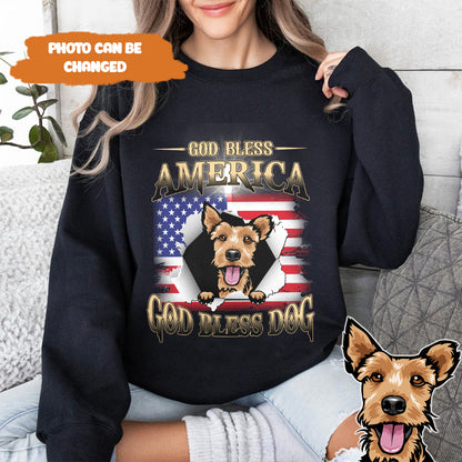 Petthouse | Custom Dog Jesus God Bless America Shirt, 4th Of July Dog Shirt, Gift For Dog For Dad