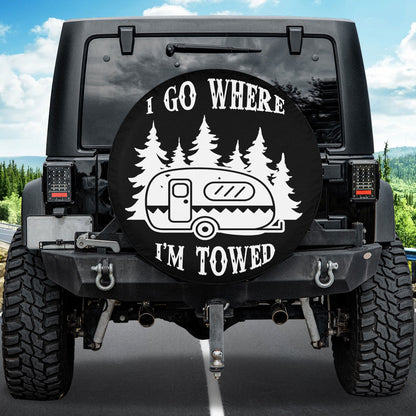 Petthouse | Camping Spare Tire Covers Forest Camping Wheel Cover I Go Where I'm Towed Wheel Tire Wheel