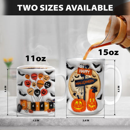 Petthouse | Personalized Grandma Happy Halloween Mug, Halloween Vibes 3d Inflated Mug, Gift For Mom