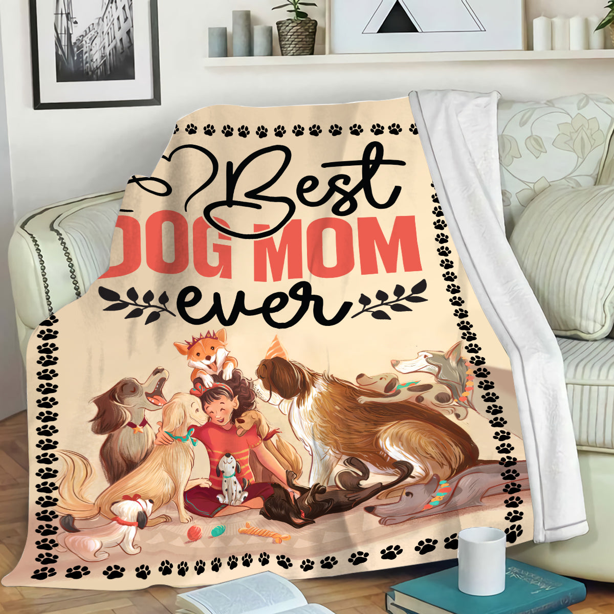 Petthouse | Dog Mom Fleece Blanket, Best Dog Mom Ever Sofa Blanket, Dog's Mom Mother Day Gifts, Dog Lover