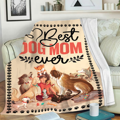 Petthouse | Dog Mom Fleece Blanket, Best Dog Mom Ever Sofa Blanket, Dog's Mom Mother Day Gifts, Dog Lover