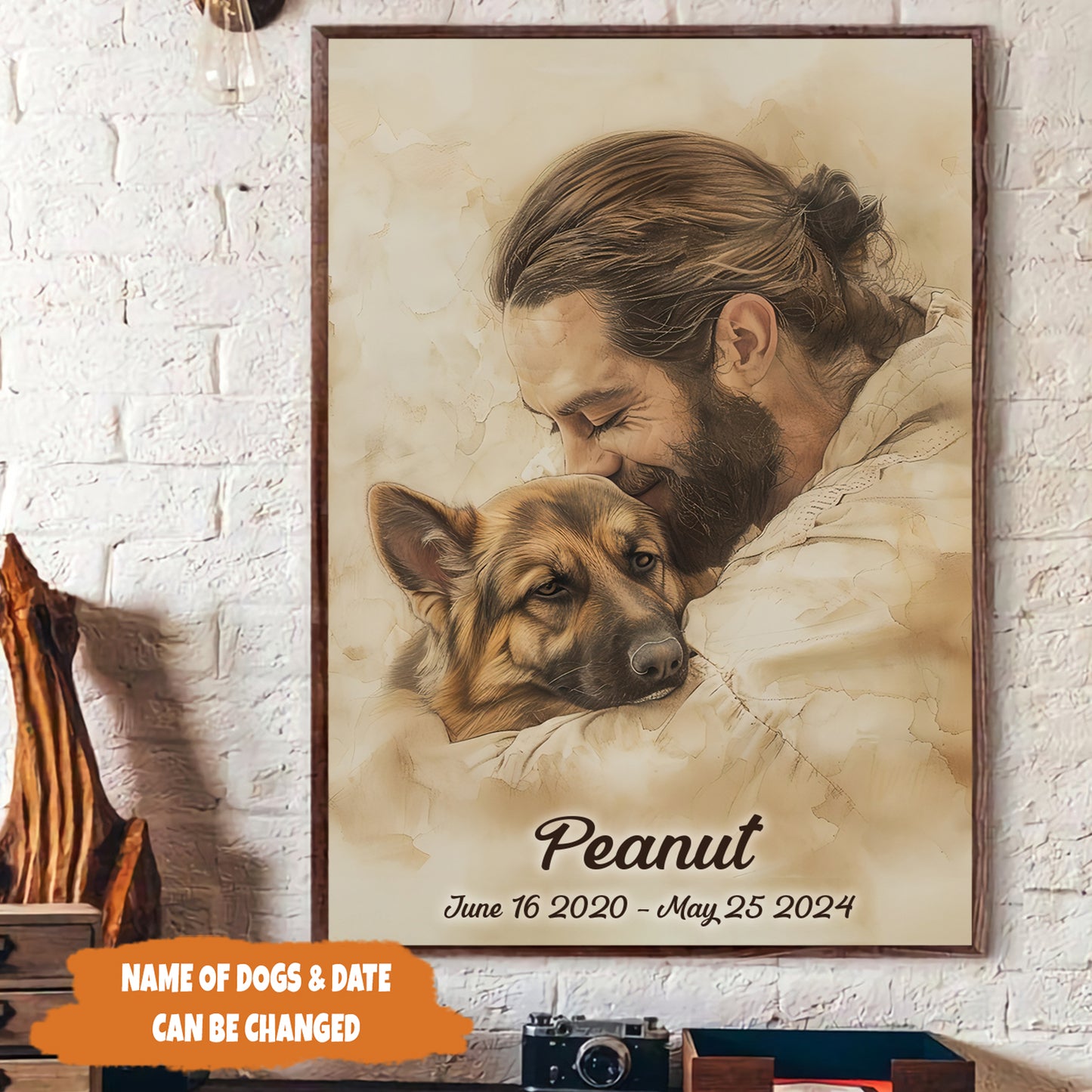 Petthouse | Dog Jesus Memorial Poster, Memorial Jesus And Dogs Poster Canvas, Decor Home