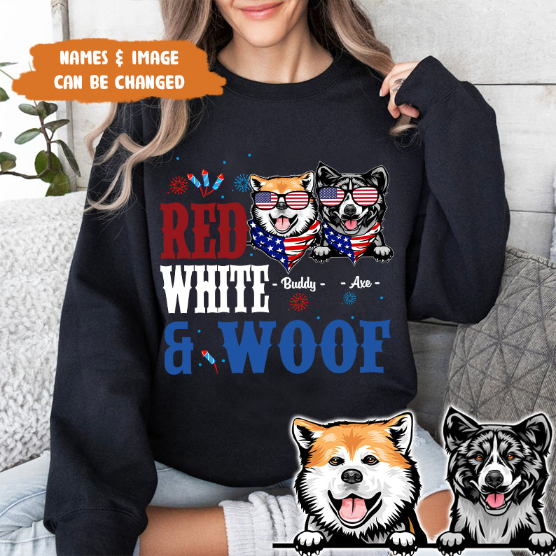 Petthouse | Personalized Red White & Woof Dog Dog 4th Of July Shirt, Birthday Gift For Dad, Grandpa