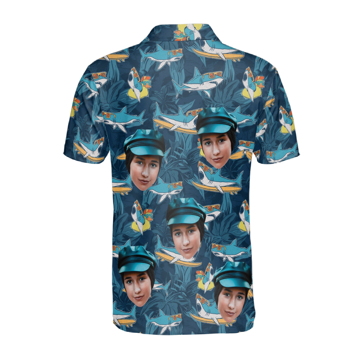 Petthouse | Customized Picture Surfing Sharks Tropical Polo Shirt Surfer Beach Summer Combo Set Beach Lovers Gift