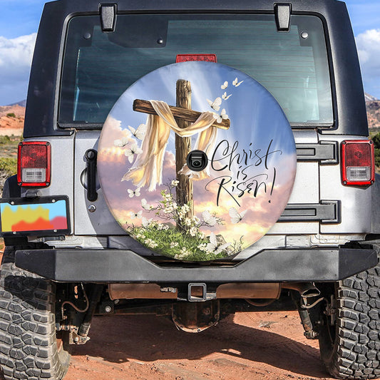 Petthouse | Christ Is Risen Spare Tire Cover Jesus Believer Tire Protector Christian Cross Spare Wheel Cover