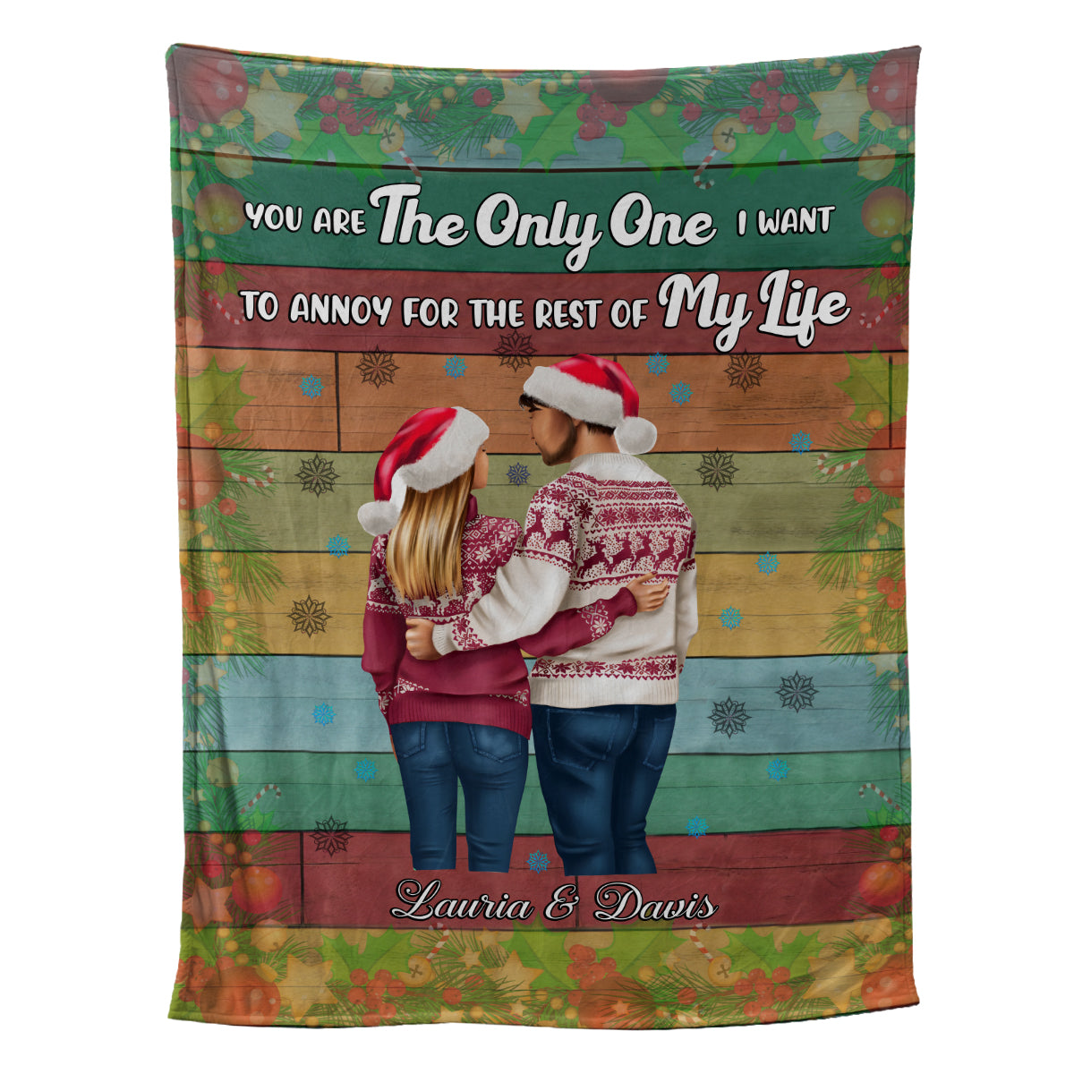 Petthouse | Personalized Name On Fleece Blanket For Newlywed Couple Bedroom, Christmas Couple You Are The Only One