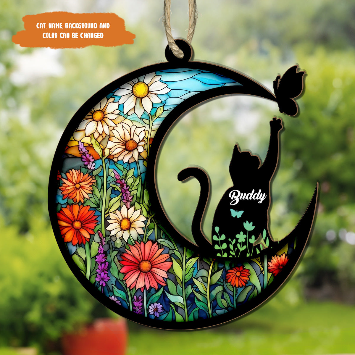 Petthouse | Personalized Cat Memorial Suncatcher Ornament, Loss Of Cat Sympathy Gift, Cat Breed Memorial