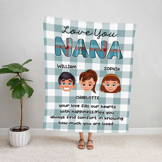 Petthouse | Custom Nana Fleece Blanket For Beloved Grandmother, Your Love Fills Our Hearts Blanket, Mothers Day Gifts