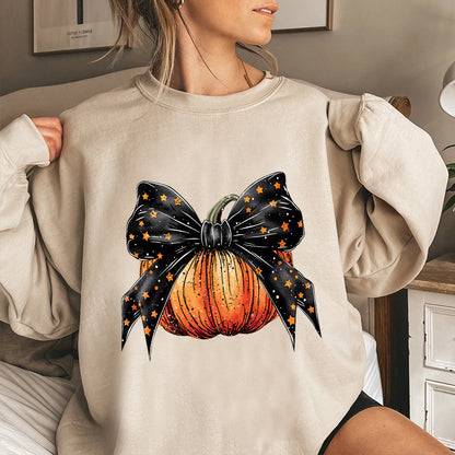 Petthouse | Halloween Pumpkin Coquette Bow Shirt, Coquette Stars Bow Shirt, Autumn Pumpkin Bow