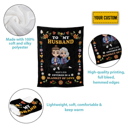 Petthouse | Personalized To My Husband Flee Blanket, Couple Covered In A Blanket Of Love, Happy Valentine's Day