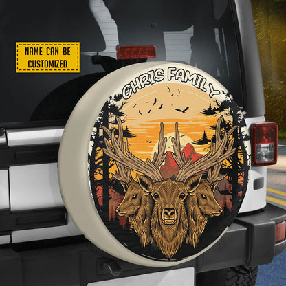 Petthouse | Customized Deer Head Forest Spare Tire Cover Camping Hunting Season Occasion Dad Gift