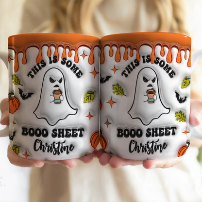 Petthouse | Personalized This Is Some Boo Sheet Ghost 3d Inflated Mug, Halloween Gifts, Spooky Vibes