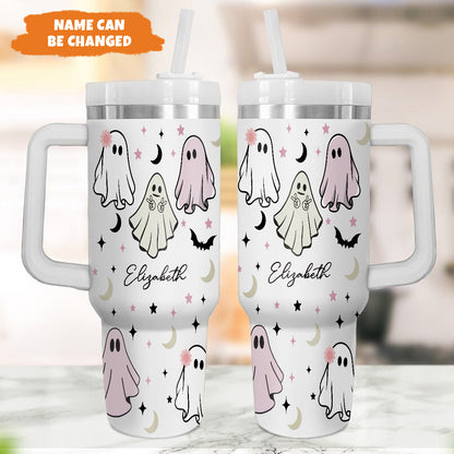 Petthouse | Personalized Halloween Ghost Tumbler 40oz, Spooky Ghost Travel Tumbler, Cute Ghost