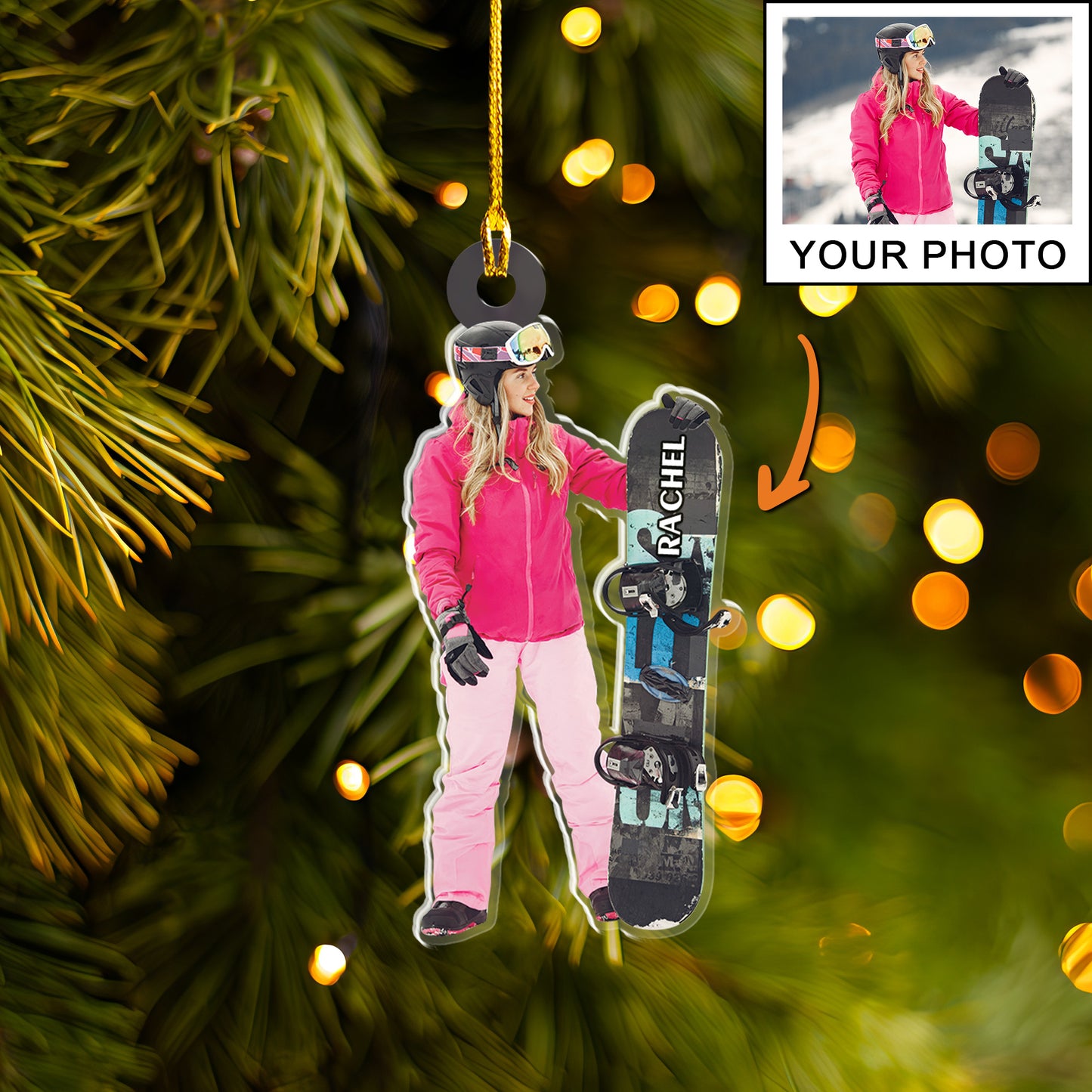 Petthouse | Personalized Snowboarding Player Ornament, Skis Christmas Ornament, Gift For Kids, Snowboarder