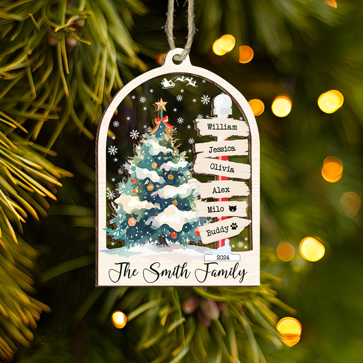 Petthouse | Personalized Family Christmas Ornament, Family 2024 Ornament, Xmas Ornament, Family Name Tree