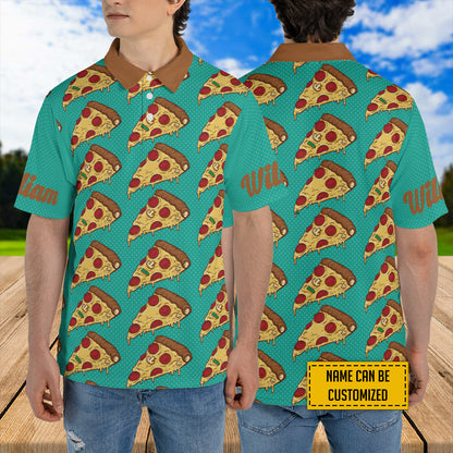 Petthouse | Customized Colorful Pizza Slices Seamless Pattern Polo Shirt Love Pizza Fast Food Sport Shirt Pizza Lovers