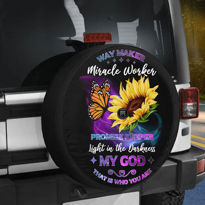 Petthouse | Christian Tire Cover Way Maker Miracle Worker My God Butterfly Sunflower Jesus Car Accessories