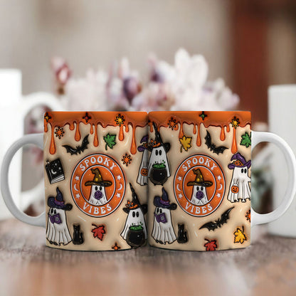 Petthouse | Witch Ghosts Ceramic Mug,  3d Inflated Halloween Ghosts Mug, Spooky Witch Vibes, Boujee Ghost