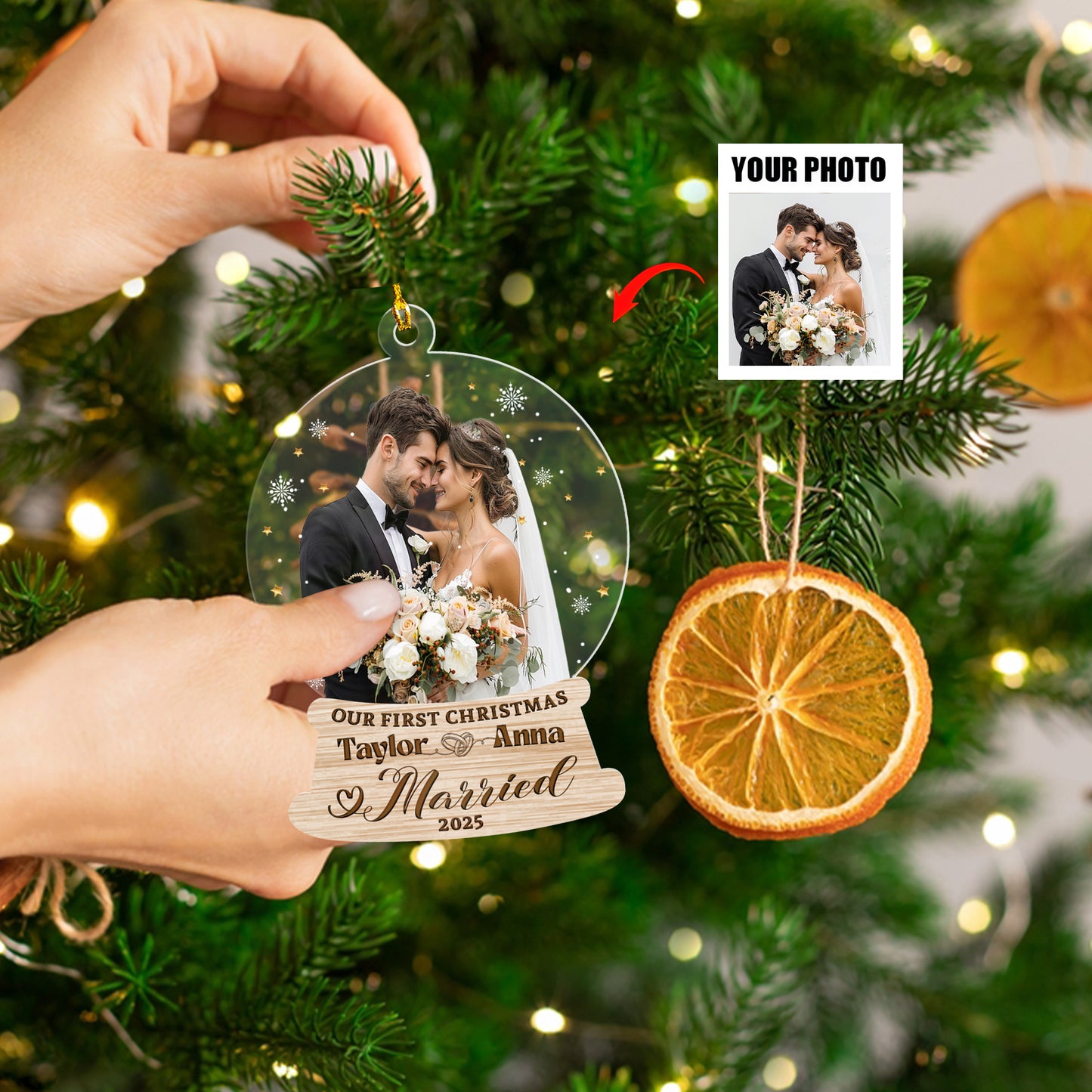 Petthouse | Personalized Couple Ornament, First Christmas Married Ornament, Married Keepsake, Xmas Ornaments