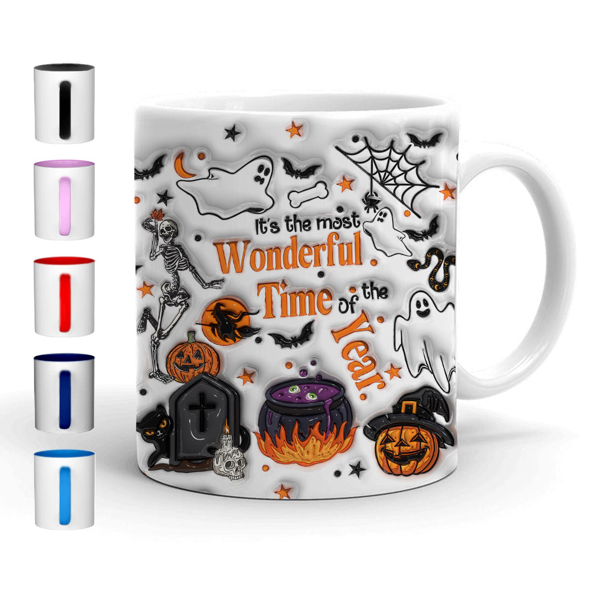 Petthouse | Skeleton It's The Most Wonderful Time Of The Year 3d Inflated Effect Printed Mug, Halloween Gift