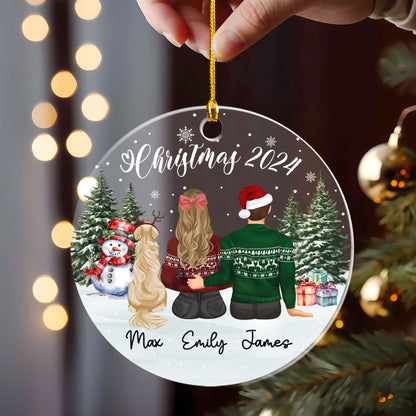 Petthouse | Custom First Christmas Couple With Pet Ornament, Family Dog Cat Christmas Ornament