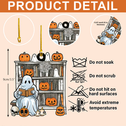 Petthouse | Halloween Ghost Book Ornament Window Hangings, Halloween Bookshelf, Ghostly Bookish