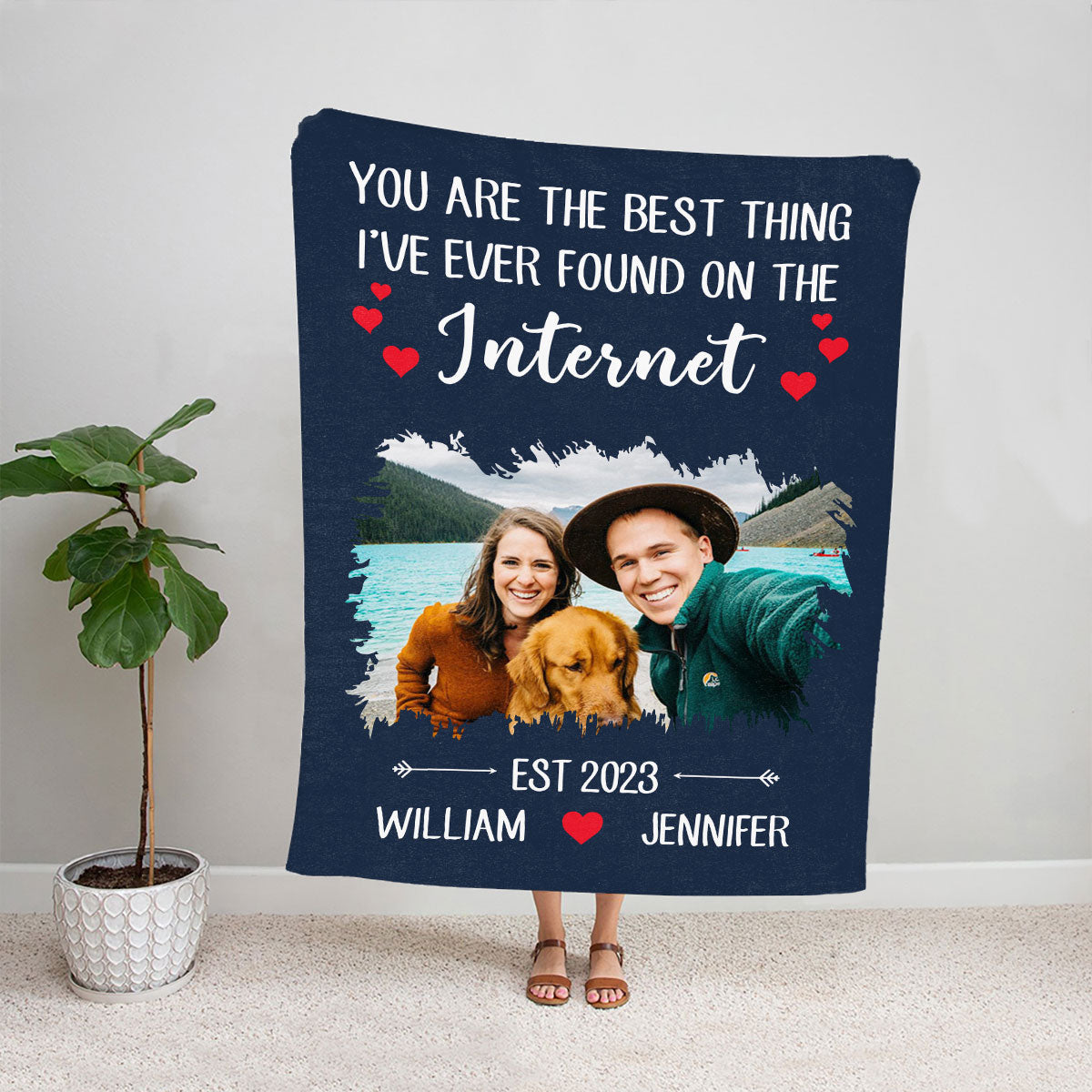 Petthouse | Customized Photo Valentines Day Sofa Couch Blanket For Lover, Warm Blanket As First Date